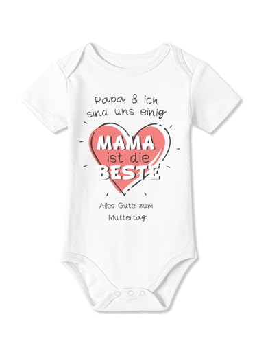BesserBay Baby Strampler Weiß Muttertagsgeschenk Kurzarm MAMA ist die BESTE Muttertag Body Unisex 9-12 Monate