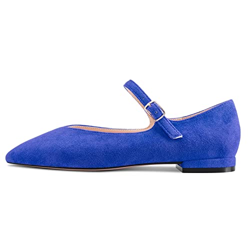 NobleOnly Women Close Pointed Toe Low Heel Buckle Pumps Office Party Dress Mary Jane Shoes 0.4 Inches Heels4