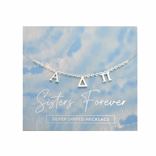 Sorority Shop Alpha Delta Pi Necklace - ADP Greek Letters Necklace, Silver Plated Sorority Gifts, Long-Lasting Alpha Delta Pi Gifts for Women2
