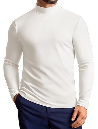 Vssjavun Mens Mock Turtleneck Sweater Long Sleeve Basic Slim Fit Pullover Sweaters Thermal Lightweight Undershirts