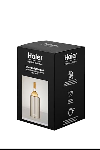 Haier Refroidisseur de Bouteilles - Rafraichisseur de vin - Seau à vin - Thermos - à Double Paroi - Acier Inoxydable à Double Paroi - Maintien au frais -...