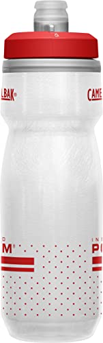 Image of CamelBak Podium Chill Insulated Bike Squeeze Water Bottle, Cold Retention for Cycling, 21oz, Fiery Red /White