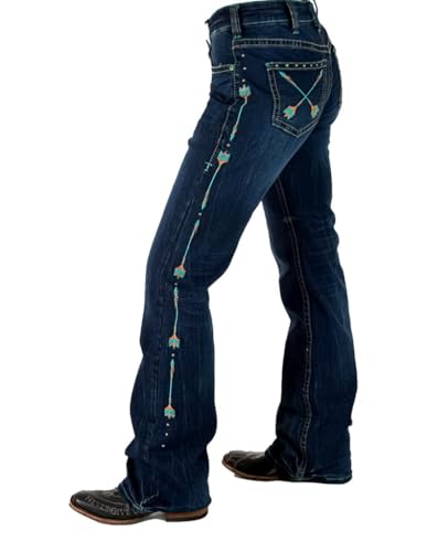 Cowgirl Tuff Western Jeans Womens Turquoise Arrows Dark Wash JTURAW2