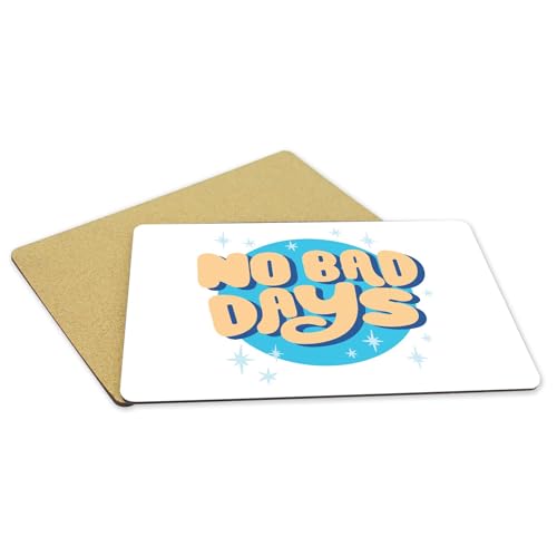 Napperons blancs No Bad Days message positif en liège pour une décoration de table axée Bien-Être - 5