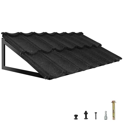 Metal Awning 52" x 31", Fixed Metal Window Awning for Door Entrance with Triangle Steel Frame, Front Door Awnings Canopy Exterior Weather Resistant for Balcony, Window, Porch, Patio, Rain Protection Metal Awning 52" x 31", Fixed Metal Window Awning for Door Entrance with Triangle Steel Frame, Front Door Awnings Canopy Exterior Weather Resistant for Balcony, Window, Porch, Patio, Rain Protection