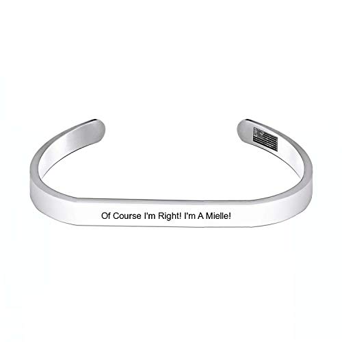 Enhome Cuff Bracelets of Course I'm Right! I'm A Mielle! for Women Birthday Gifts for Her Silver Cuff Bangle American Flag Bracelet Enhome Cuff Bracelets of Course I'm Right! I'm A Mielle! for Women Birthday Gifts for Her Silver Cuff Bangle American Flag Bracelet