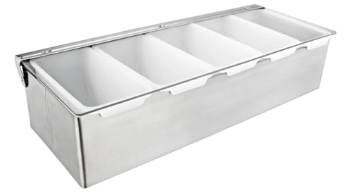 Cocktail7 Boîte à Condiments Métal Bac à Fruits 5 Compartiments Aliments Pizza Organisation Rangement Récipient Boite Ingrédient Stockage Epices Bar Restaurant Pizzeria