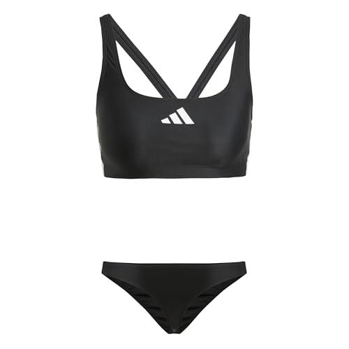 Adidas Damen 3 Stripes V-Back Bikini, Black/White, 38