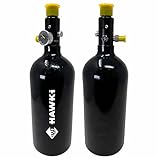 Hawki Aluminum HPA 48/3000 High Pressure Refillable Air Tank for Paintball or PCP AirGuns (2 Pack)