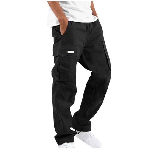 Mens Cargo Pants Casual Lightweight Hiking Pants Drawstring Elastic Waist Athletic Joggers Sweatpants with Pockets