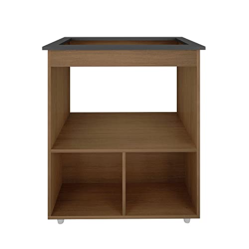 Balcão Gabinete de Cozinha Para Fogão Cooktop 5 Bocas e Forno Elisa Moblis Móveis Savana E Preto