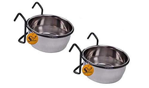 Sage Square Rustproof Stainless Steel Cage Food, Seed, Water Feeder Cum Bowl with Holder clamp for Birds (225ml) (Pack of 2) (B08CZC67TV) Amazon Price History, Amazon Price Tracker