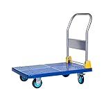 Chariot à plateforme pliable polyvalent conçu pour faciliter le transport des bagages et des articles de déménagement. Son design compact permet un rangement pratique dans votre garage, cave, bureau, débarras ou entrepôt. Parfait pour une utilisation à la maison et au bureau, ce chariot combine fonctionnalité et économie d'espace, ce qui en fait un must have pour tous vos besoins de transport.