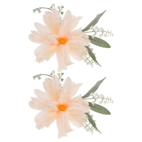 OUNONA 2 alzapaños de Flores para Cortinas: Accesorios con diseño Floral Realista - Alzapaños con Clip - Abrazadera metálica Resistente para Cortinas Modernas