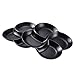 Bruntmor 8.5 inch Ceramic 4-Section Stackable Serving Tray in Black | Set of 2 Appetizer, Charcuterie, Food, Snack, Dessert Platters | Reusable, Perfect for Dinner party, BPA-free, Oven and dishwasher