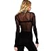Second Skin Womens Long Sleeve Turtle Neck Sheer Top, Black one-Size