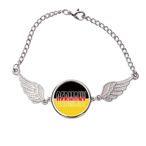 Bracelet ailes d'ange drapeau Allemagne en métal aux finitions soignées