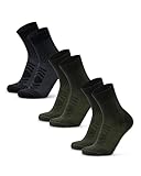 DANISH ENDURANCE Wandelsokken Merinowol, voor Mannen & Vrouwen, Unisex, 3 Paar, Meerkleurig (1xZwart, 2xOlijfgroen) 3 paar, 43-47