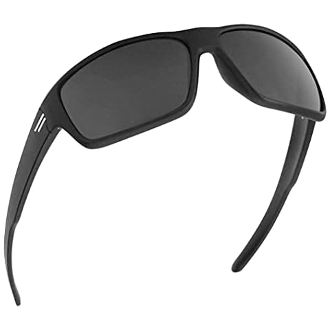 TOROE Eyewear FIELD Wrap Around Sport Sunglasses With Polycarbonate Polarized Lenses, Lightweight TR90 Frame (Matte Black | White Emblem, Black (C3)) Cover