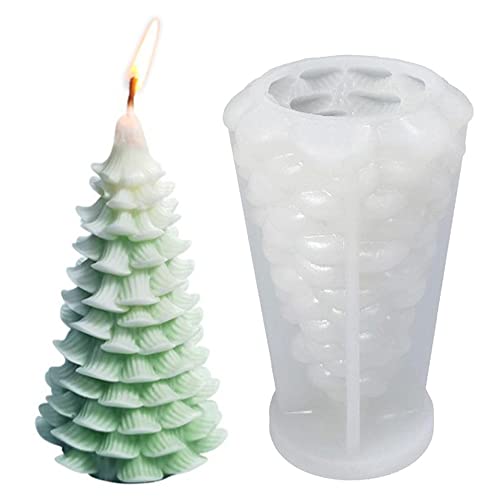 UYST Kerzen Silikonform Weihnachtsbaum Weihnachtsbaum Kerze Formen Party Silikonform Weihnachtsbaum Kerzenformen Christmas Für Seifenkerzen Cupcakes Dessert Handgemachtes Bastelgeschenke (Zeder)