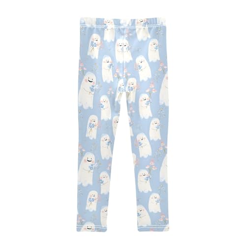 Girls' Athletic Leggings Ankle Length Yoga Dance Pants Kids Teen 4T Cute White Ghost2