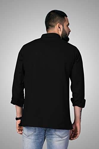 Image of Men's Cotton Regular Short Kurta | Casual & Ethnic Wear with Long Sleeve