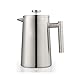 Ekspres do kawy z prasą francuską ze stali nierdzewnej, 1L podwójna ścianka z metalową izolacją Prasa do kawy i zaparzacz do herbaty Łatwe czyszczenie i łatwe prasowanie (kolor: srebrny, rozmiar: jede