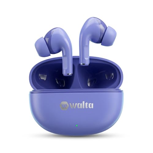 Image of Walta Air Champs 2.0 Wireless Earbuds Bluetooth 5.4, Noise Reduction Earphones with Mic, 15H Playtime, 300hrs Standby, Low Latency Gaming Headphones, Deep Bass TWS for Android & iOS (Purple)
