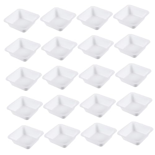 COSMEVIVI 50pcs Weighing Pan Laboratory Weigh Boat Liquid Measuring Boat Cooking Scale Boat Cattle Weight Tape Mini Pour Boat Tray Food Serving Tray Weighing Plate for Labs White Plastic