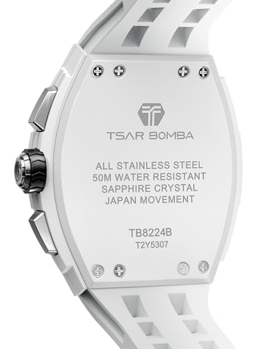 Image of Tsar Bomba Mens Watches Quartz Wristwatch for Men Waterproof 50M Analog Luxury Tonneau Chronograph Calendar Date Men's Dress Business Work Watch Gift for Men