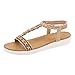 Damen Sandalen Low Heel Open Toe Knöchelriemen Flach Sandals Flip Flops Bequem Slip On Beach Schuhe mit Knöchelriemen Flip Flops Damen Bequem Römische Zehentrenner Böhmische Strand Schuhe