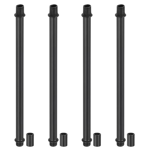 Image of PATIKIL Straight Pipe Lamp Stems Rod Kit, 4Set M10 Carbon Steel 200mm(7.87 inch) Long Double End Thread Rod with Coupling Nuts Sleeve Connector for Table Lamps Chandeliers, Black