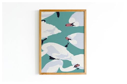 Animaux drôles cygnes mignons tableau déco nature moderne
