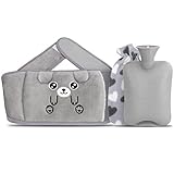 Wärmflasche mit weichem Taillenbezug,1500ml Warmwasserbeutel Warm Hot Water Bottle Wärmeflasche zur Schmerzlinderung für Bauch Rücken Beine