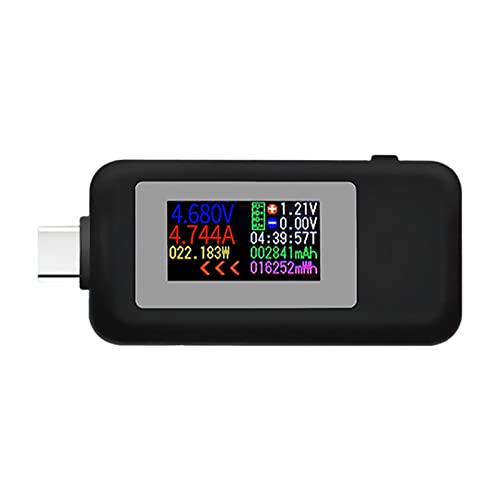 2ウェイ USB Type-C テスター HD ディスプレイ測定ツール テスター Kws-1902C ブラック, 黒, 2.17x1.04x0.45inch