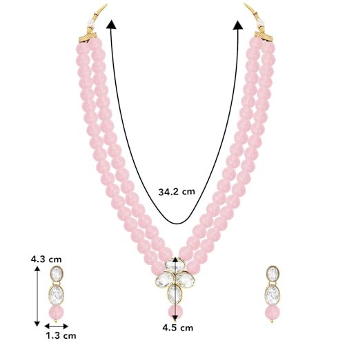 Image of Peora Crystal Faux Pearl Kundan Necklace & Jewelry Set Gift for Women