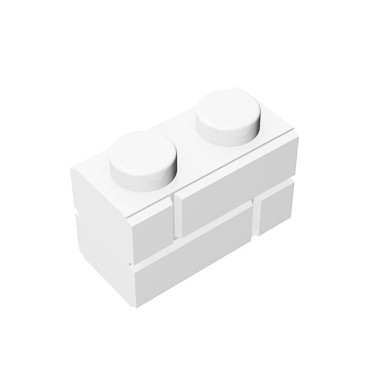 Classic Bulk Brick Block, Compatible with Lego Parts and Pieces 98283: White 1x2 Masonry Profile Brick，100Pcs.-image-44