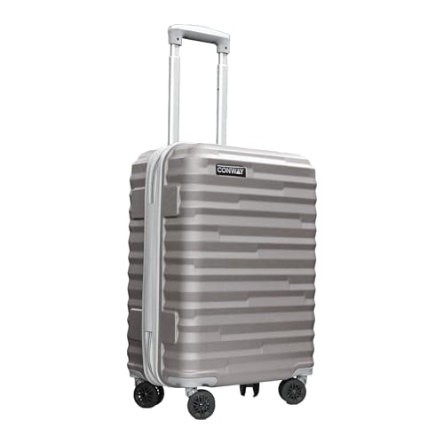 Image of CONWAY Armor 55cm Cabin Trolley Bag, ABS Hard Shell Suitcase, 8 Wheels, TSA Lock, Lightweight Travel Luggage - Silver