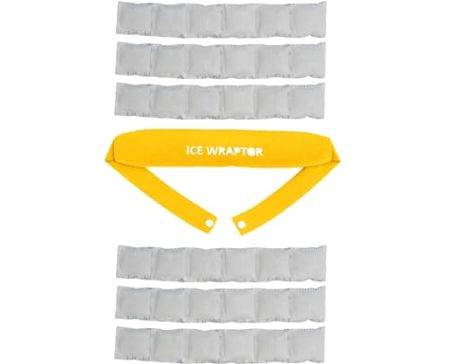Image of ICE WRAPTOR Cooling Bandana Neck Wrap with 6 Reusable Ice Packs Yellow - Adjustable Cold Therapy Wrap for Neck, Head & Joint Pain Relief - Portable Cooling Wrap with 6 Cryosheet Inserts