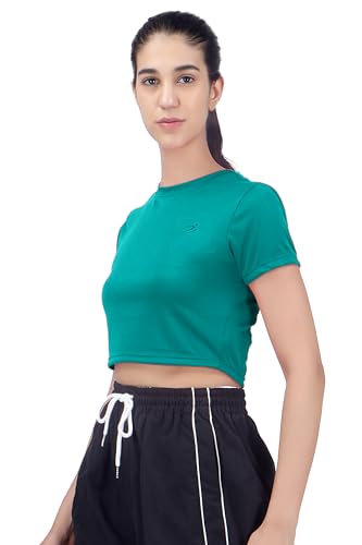 Image of Amazon Brand - INKAST Women Solid Fitted T-Shirt | Active Wear Crop Tops | Casual Sport Wear | Gym | Training | Running | Workout | Crew Neck