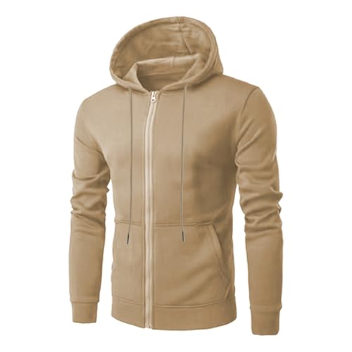 Mens Zip Up Hoodie Lightweight Sweatshirts Long Sleeve Jacket Solid Color Drawstring Casual Hoodies for Men with Pocket3