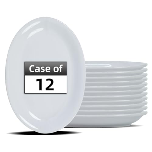 IRESTAURANT PLUS Stoneware Coupe Commercial Grade Dinnerware, Bright White, Oval Platter 13.5