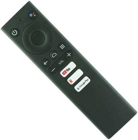 Angled front view of the black remote control.