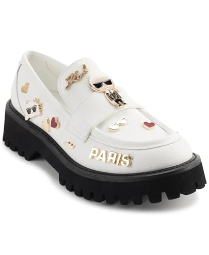 Image of Karl Lagerfeld Women's Gaston Lug Sole Loafer with Pin Embellishments