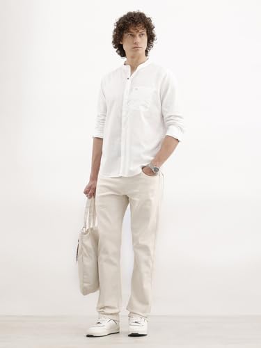 Image of WROGN Men's White Slim Fit Mandarin Collar Shirt