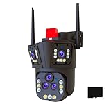 QDVOPHZA 20MP Five Lens WiFi PTZ IP Surveillance Camera Security Camera CCTV Waterproof Panoramic Outdoor Street 20x Optical Zoom(U/S,with 64GB SD Card)