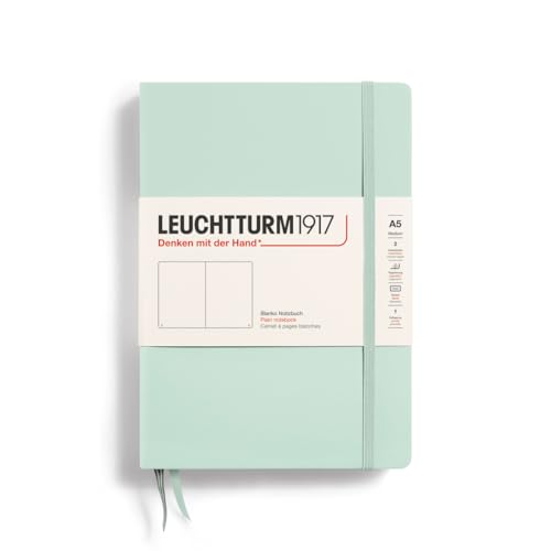 LEUCHTTURM1917 367258 Libreta Medium (A5) 145 x 210 mm, Tapa Dura, 251 páginas numeradas, Mint Green, Lisa