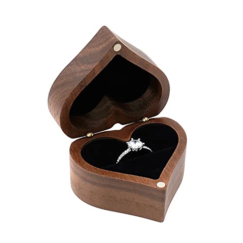 Custom Wooden Wedding Ring Box, Walnut Jewelry Ring Storage Box for Proposal, Anniversary