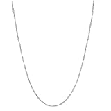SPETLEK 14K White Gold Singapore Chain Necklace for Women 0.9mm 14K Solid Gold Necklace with Spring Ring clasp 16 Inch