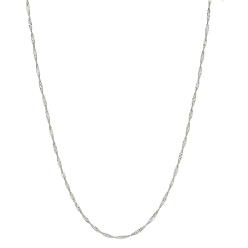 14K Yellow/White Gold Singapore Chain Necklace for Women 14K Solid Gold Necklace with Spring Ring clasp